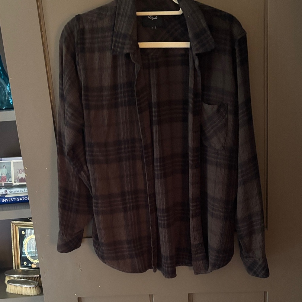 Rails Plaid Button-Up Shirt Jacket in Brown and Dark Green